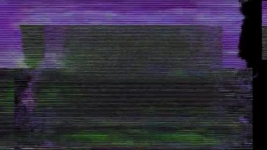 VHS Analog Özet Dijital Animasyonu. Eski televizyon. Arıza Hatası Görüntü Hasarı