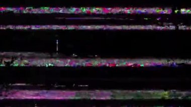 VHS Analog Özet Dijital Animasyonu. Eski televizyon. Arıza Hatası Görüntü Hasarı