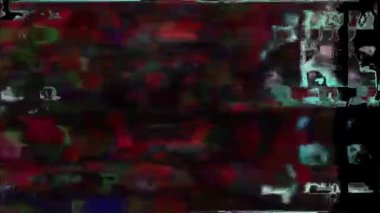 VHS Analog Özet Dijital Animasyonu. Eski televizyon. Arıza Hatası Görüntü Hasarı