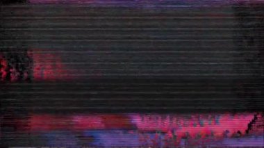 VHS Analog Özet Dijital Animasyonu. Eski televizyon. Arıza Hatası Görüntü Hasarı