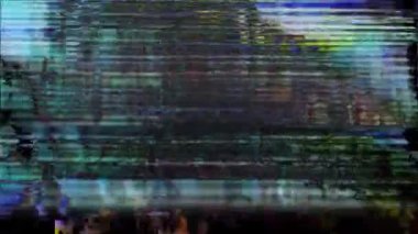 VHS Analog Özet Dijital Animasyonu. Eski televizyon. Arıza Hatası Görüntü Hasarı