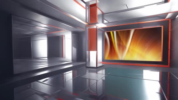 Cutting Edge News Presentation Engaging Virtual Set Dynamic Multimedia Broadcast — Stock video