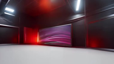Etkileşimli Sanal TV Stüdyosu: Dinamik Çokluortam Sunumu için Büyüleyici Set. Etkileyici Yayın İçeriği için Kusursuz Sanal Haber Stüdyosu Ekran Döngüsü         