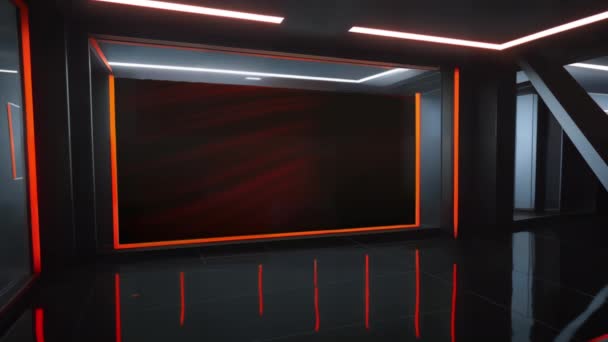 没入型ニューススタジオプレゼンテーション 壁に3D仮想テレビ — ストック動画