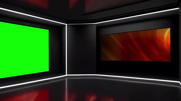 Estúdio Virtual Moderno Com Parede Vídeo Avançada Gráficos Tela — Vídeo de Stock