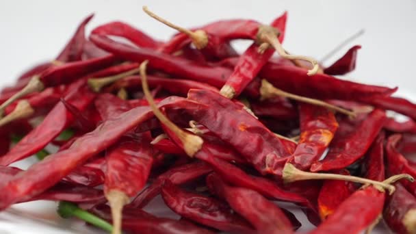Portion Dried Chillis Rotation — Stock Video