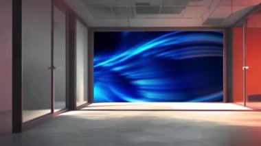 Zorlayıcı Haber Stüdyosu Ortamı: Duvarda 3D Sanal TV