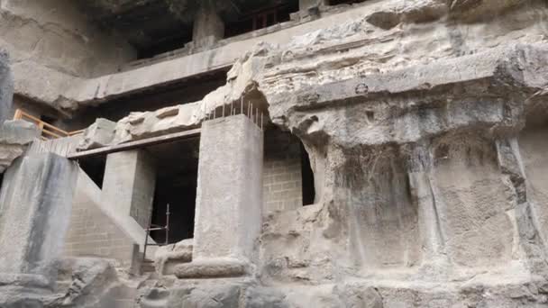Videoaufnahmen Aus Dem Komplex Der Höhlen Und Tempel Von Ellora — Stockvideo