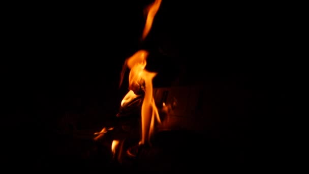 Koyu Arkaplanda Güçlü Bir Şekilde Yanan Ateş — Stok video