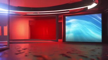 Etkileşimli Sanal TV Stüdyosu: Dinamik Çokluortam Sunumu için Büyüleyici Set. Etkileyici Yayın İçeriği için Kusursuz Sanal Haber Stüdyosu Ekran Döngüsü         
