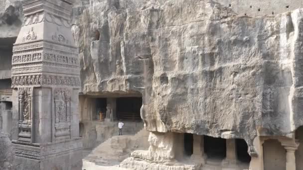 Außenansicht Der Ellora Höhlen Indien — Stockvideo