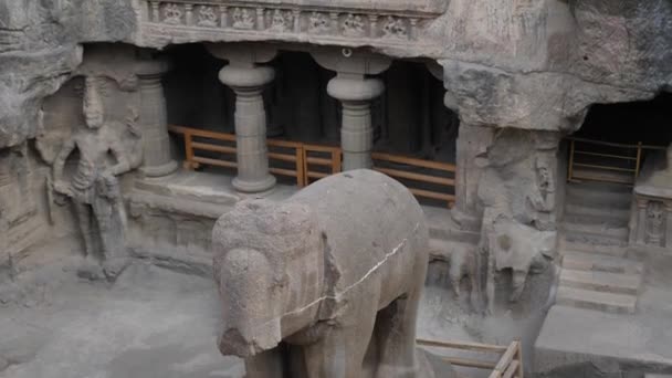 Imagens Vídeo Tiradas Complexo Cavernas Templos Ellora Ellora Aurangabad Maharashtra — Vídeo de Stock
