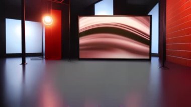 Etkileşimli Sanal TV Stüdyosu: Dinamik Çokluortam Sunumu için Büyüleyici Set. Etkileyici Yayın İçeriği için Kusursuz Sanal Haber Stüdyosu Ekran Döngüsü         