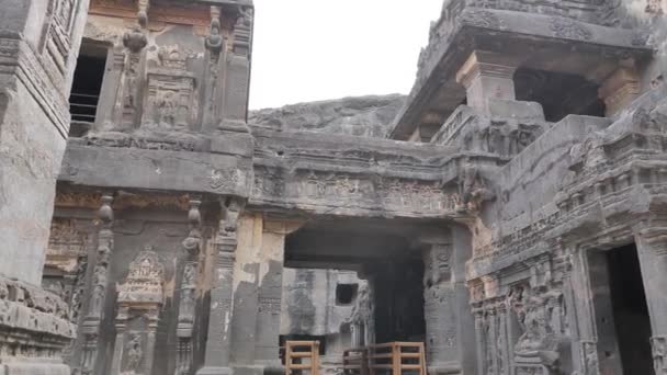 Nagranie Wideo Zrobione Kompleksie Jaskiń Świątyń Ellora Ellora Aurangabad Maharashtra — Wideo stockowe