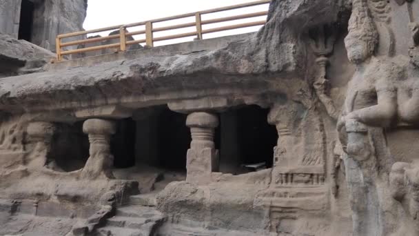 Video Footage Taken Complex Ellora Caves Temples Ellora Aurangabad Maharashtra — Stock Video