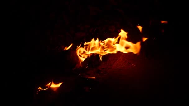 Tűz Égő Sárga Láng Hatása Amely Csak Égő Anyagot Világítja — Stock videók