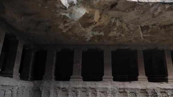 Vista Exterior Das Grutas Ellora Verul Maharashtra — Vídeo de Stock