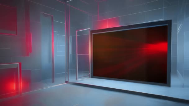 革新的なニューススタジオ 壁に3D仮想テレビ — ストック動画