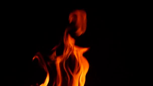 Pomerančový Plamen Efekt Hořícího Ohně Tmavé Pozadí — Stock video