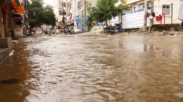 Оползень Наводнение Хайдарабад Индии 2020 Год — стоковое видео