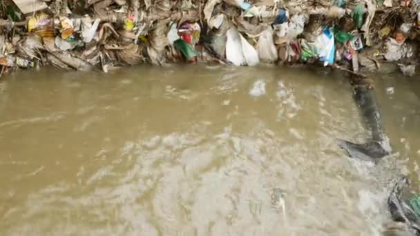 Vízszennyezés Folyó Mert Nem Kezelés Ipari Szennyvíz Csatorna Előtt — Stock videók