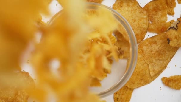 Chips Cartofi Cad Castron Sticlă — Videoclip de stoc
