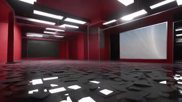 Professionell Virtuell Studio Sleek Set För Engagerande Multimedia Presentation — Stockvideo