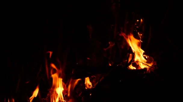 Ateş Karanlıkta Ayakta Duran Bir Maddenin Arkasındaki Yolu Yakıyor — Stok video
