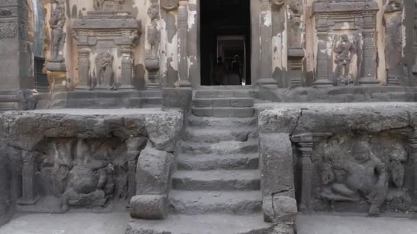 Stairs Old Temple Ellora Caves Footage — Stock Video
