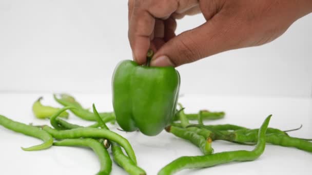 Zelené Chilli Papričky Capsicum — Stock video