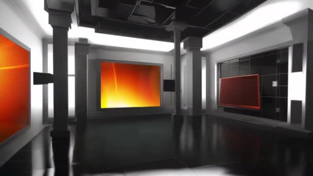 没入型テレビスタジオ体験 壁に3D仮想テレビ — ストック動画
