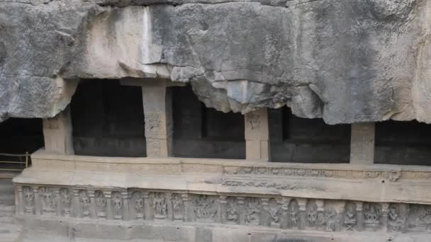Passe Feito Sob Rocha Cavernas Ellora Maharashtra Índia — Vídeo de Stock