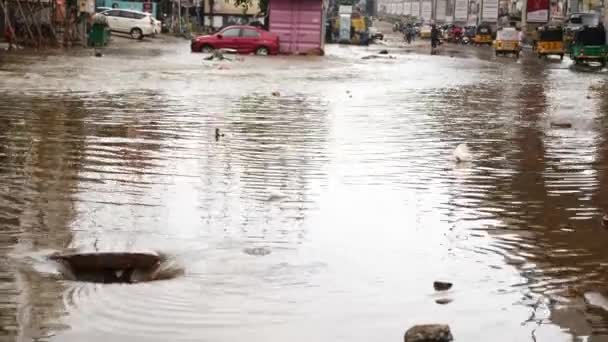 Затопленные Дома Город Хайдарабад — стоковое видео