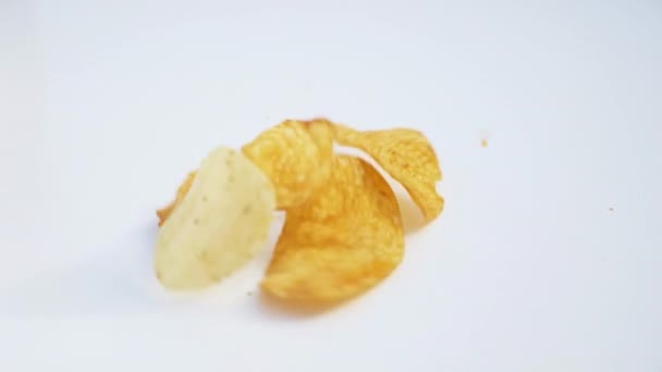 Chips Falling White Background — Stock Video