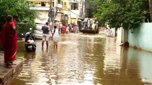 ハイデラバードの洪水による村の洪水の家 — ストック動画