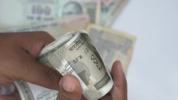 Staré Indické Měny Bankovky Mince Bankovní Peníze Pozadí — Stock video