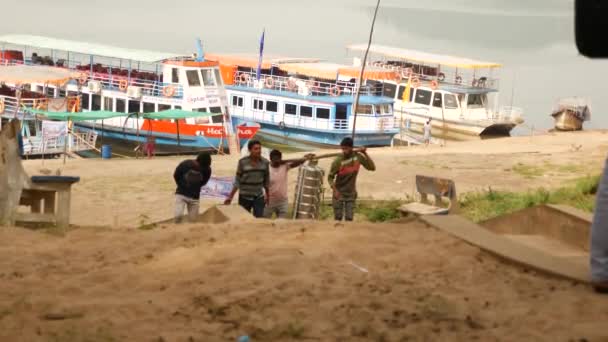 Fisherman Coming Back Catch India — Vídeo de stock