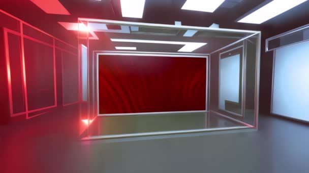 ニューススタジオ 壁に3D仮想テレビ — ストック動画