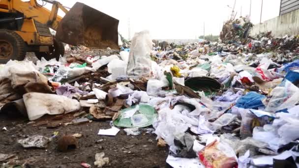 City Dump Leveling Śmieci Odpady Spożywcze — Wideo stockowe