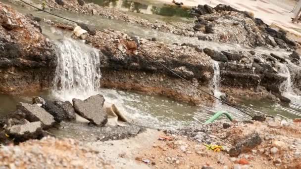 Витік Пошкодження Доріг Затоплення Міста Гідерабад — стокове відео