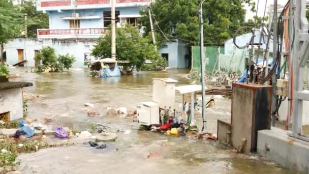 Inundações Rio Transbordando Desastre Ecológico Problema Aquecimento Global — Vídeo de Stock