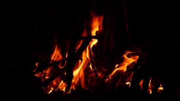 Bâton Feu Propageant Dans Flamme Jaune Foncé — Video