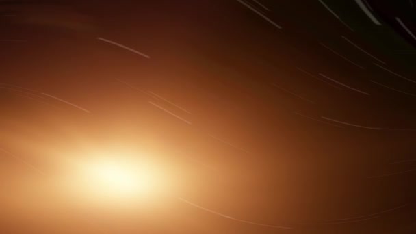 Céu Estrelado Noite Escuro Bonito Cheio Pôr Sol Laranja Explosões — Vídeo de Stock