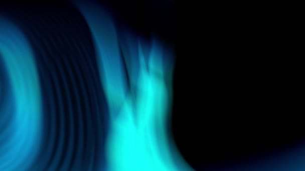 黒い背景に輝く青い波を特徴とする抽象的な青と緑の背景 — ストック動画