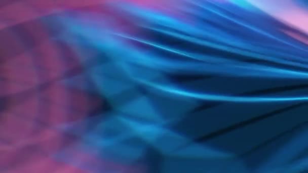 チェッカーテーブルクロス ライトレイ ウェーブパターン ブルーウェーブなど さまざまな青とピンクの抽象的な背景 — ストック動画