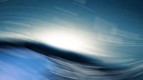 Onda Blu Bianca Che Rappresenta Oceano Con Sfondo Blu Luce — Video Stock