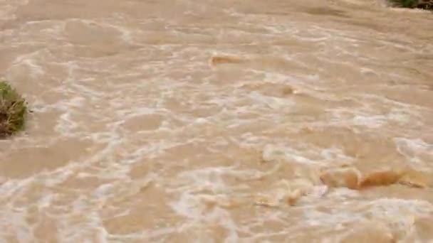 Woda Płynie Szorstkiej Brązowej Rzece — Wideo stockowe