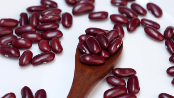 木勺上的红豆 — 图库视频影像