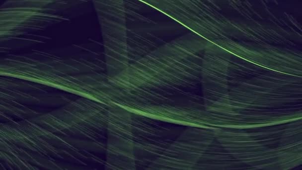 暗黒または黒の背景に黒い線が付いている抽象的な緑の背景 — ストック動画