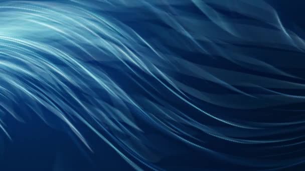 Fondo Azul Con Líneas Onduladas Abstractas Blancas Creando Patrón Vibrante — Vídeo de stock
